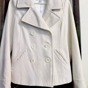 Old Navy Women's Cream Double-Breasted Pea Coat